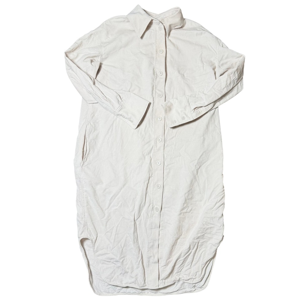 COS‎ Cream Corduroy Button-Front Shirt Dress Minimalist Cotton Capsule Fall US 4 - Picture 3 of 8